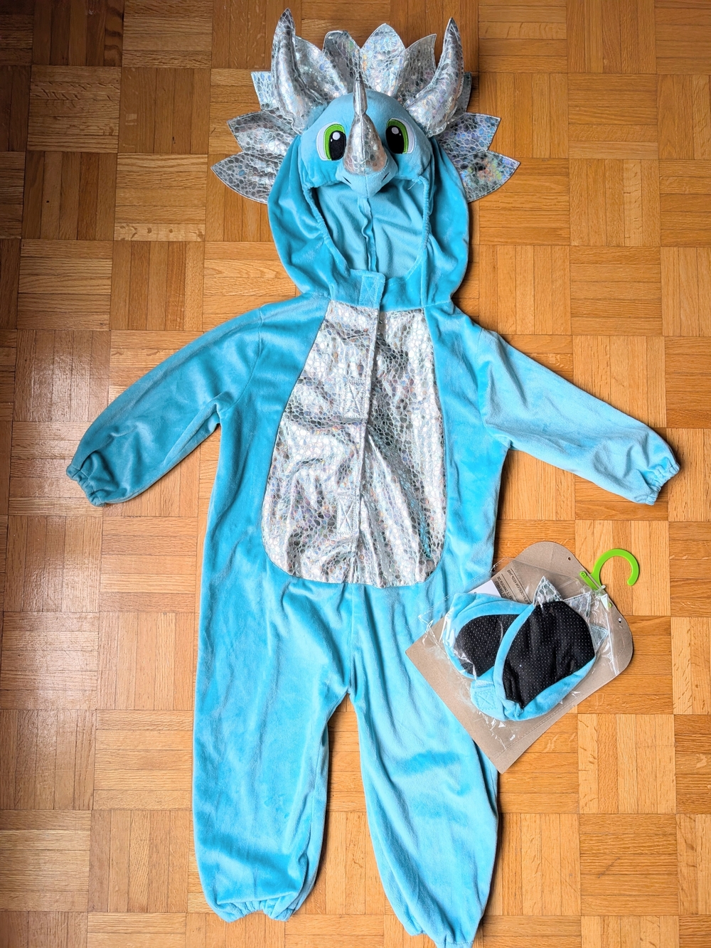 Blue Triceratops Kids Costume with Hood